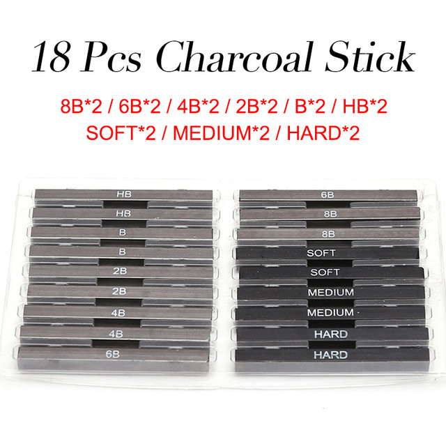 18 Pcs Charcoal Stick Premium Square Compressed Charcoal Drawing Pencils  Set for DIY Drawing Crafts, Sketching